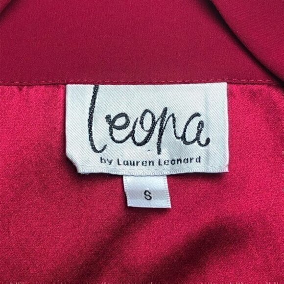 Leona by Lauren Leonard Shirt Womens Size Small Red Clara 100% Silk Tunic Blouse - Picture 7 of 10